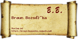 Braun Bozsóka névjegykártya